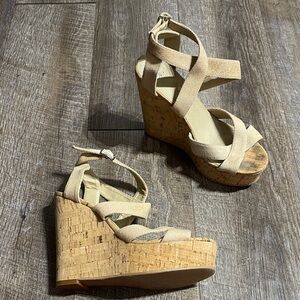 BP Strappy Cork Wedge Sandals Heels